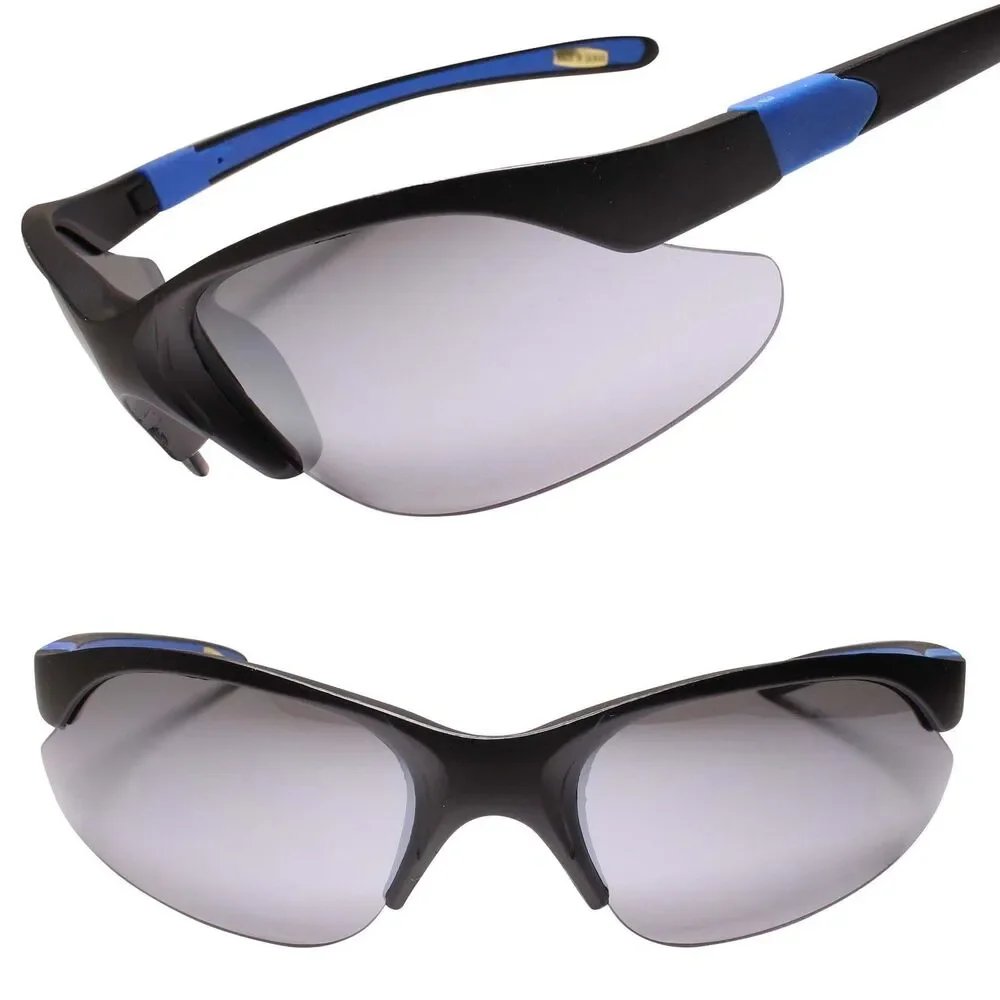 Black & Blue Frame Wrap Around Sport Sunglasses for Active Outdoor Lifestyles